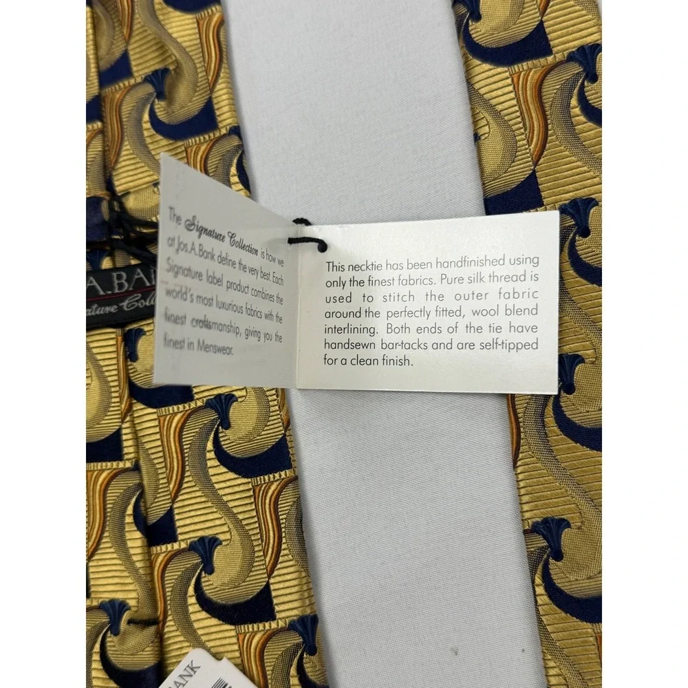 Jos. A. Bank Necktie‎ Mens Gold Signature Collection Silk Abstract Italy NEW